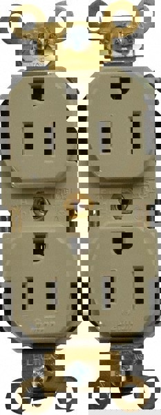 Straight Blade Duplex Receptacle: NEMA 5-15R, 15 Amps, Self-Grounding